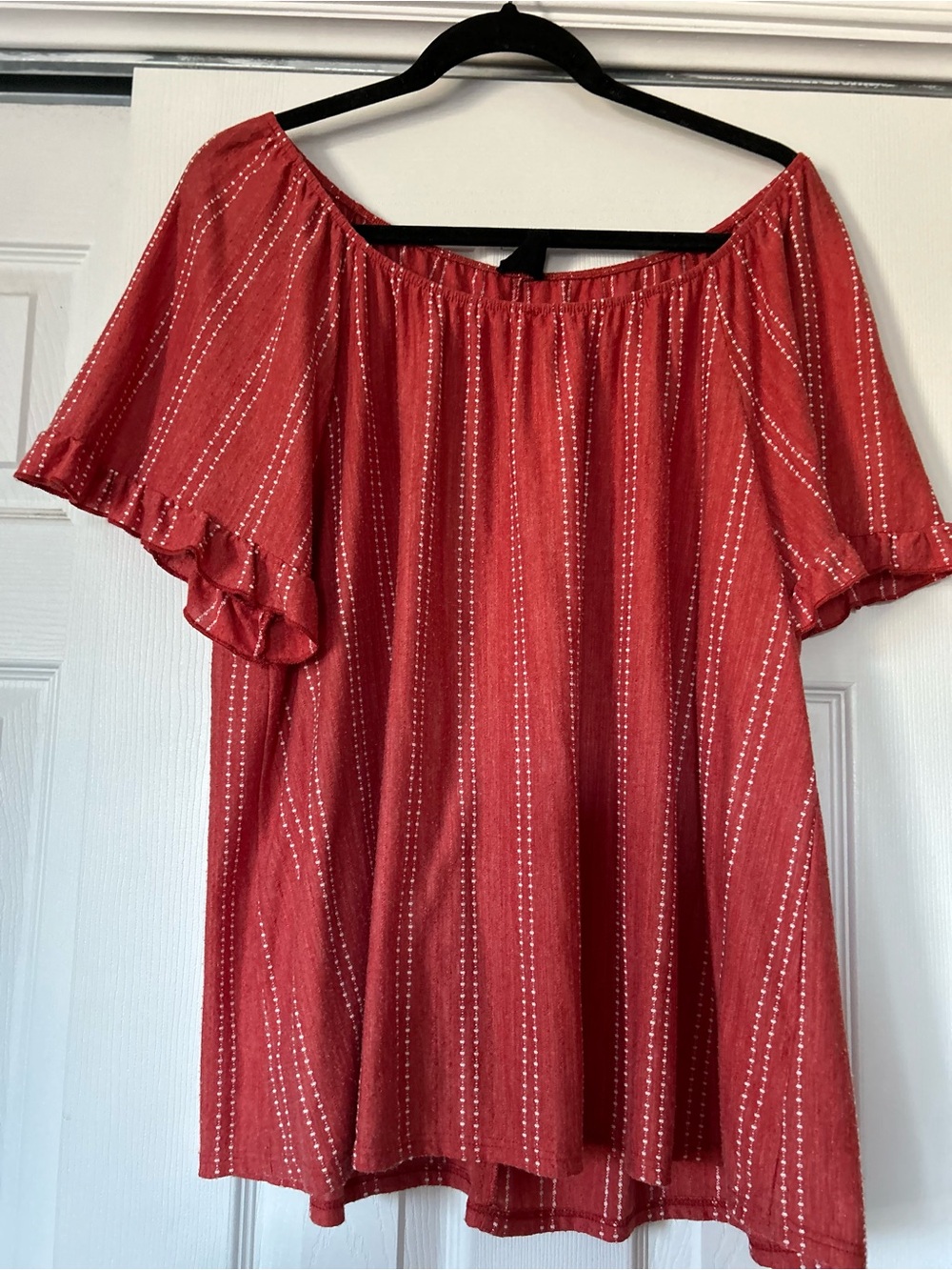 W5 Women’s Burnt Orange/Red Off-Shoulder Ruffle Sleeve Top